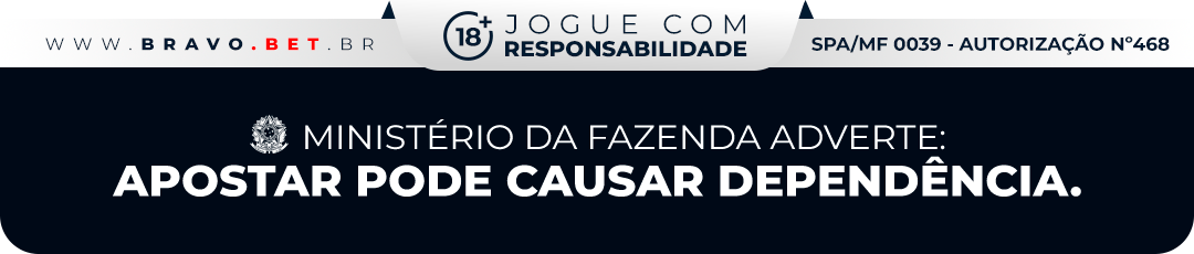+18 Jogue com responsabilidade, aposta não é investimento. SPA/MF 0039 - Autorização n°468. Ministério da Fazenda adverte: apostar pode causar dependência.